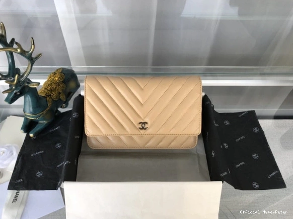 HyperPeter Gold Bag   With CHANEL Flap Lambskin Silver Hardware 0804